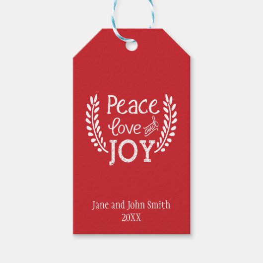 Peace Love Joy | Étiquette cadeau de vacances (Devant)