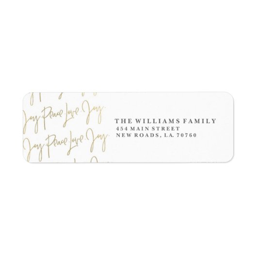 Peace Love Joy Étiquettes de Noël | Or (Devant)