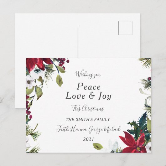 Peace Love Joy Family Joyeux Noël Carte postale (Devant / Derrière)