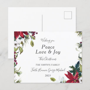 Peace Love Joy Family Merry kerstBriefkaart Briefkaart
