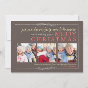 Peace Love Joy Family Merry-kerstfotokaart Feestdagenkaart