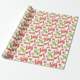 Peace Love Joy Fun Retro Tie Dye Kerstfeestdag Cadeaupapier