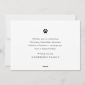 Peace Love & Joy Funny Modern Pet Custom Photo Feestdagenkaart (Achterkant)