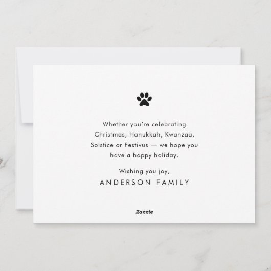 Peace Love & Joy Funny Modern Pet Custom Photo Feestdagenkaart (Achterkant)