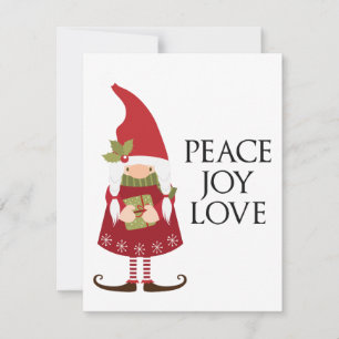 Peace Love Joy Girl Gnome Holiday Persoonlijk Feestdagenkaart