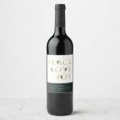 Peace Love Joy Golden Botanical Wine Label Wijn Etiket (Voorkant)