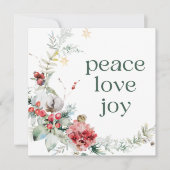 Peace Love Joy Green Carré Carte de vacances (Devant)