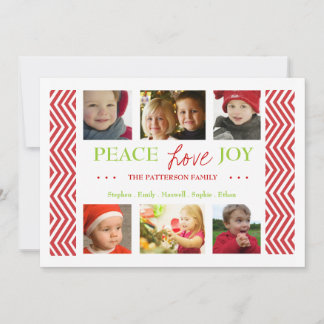 Peace Love Joy Holiday Chevron Salutation Carte ph