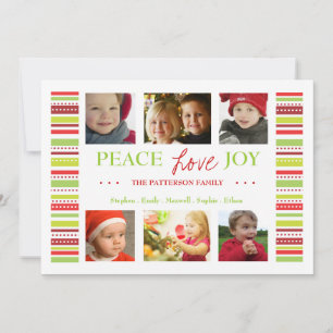 Peace Love Joy Holiday Stripes Salutation Carte ph