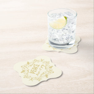 Peace Love Joy Ivory Festive Foliage Deco Kartonnen Onderzetters