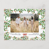 Peace Love Joy, kerstbessen, aangepaste foto Feestdagenkaart (Voorkant)