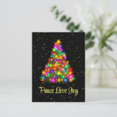 Peace Love Joy-kerstboom Licht 2 Side Design Feestdagenkaart (Staand voorkant)