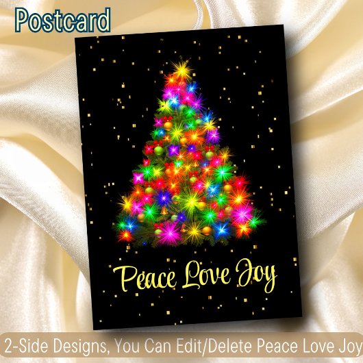 Peace Love Joy-kerstboom Licht 2 Side Design Feestdagenkaart