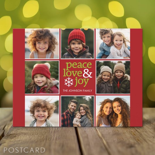 Peace Love Joy-kerstfoto Collage Feestdagenkaart