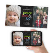 Peace Love Joy Kerstmis 2 Photo Collage Feestdagenkaart