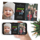 Peace Love Joy Kerstmis 2 Photo Collage Feestdagenkaart