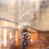 Peace Love Joy Kerstmis, Winter Window Cling Raamsticker (Vel 2)