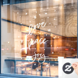 Peace Love Joy Kerstmis, Winter Window Cling Raamsticker
