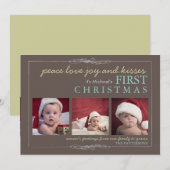 Peace Love Joy Le premier Carte photo de Noël du b (Devant / Derrière)