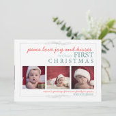 Peace Love Joy Le premier Carte photo de Noël du b (Debout devant)