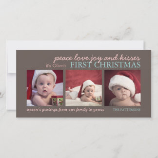 Peace Love Joy Le premier Carte photo de Noël du b