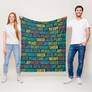 Peace Love Joy Merry Cheer met aangepaste familien Fleece Deken