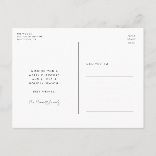 Peace Love Joy Minimalistische vakantiefoto Briefkaart (Achterkant)