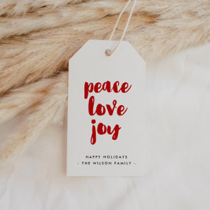 Peace Love Joy Modern Holiday Cadeaulabel