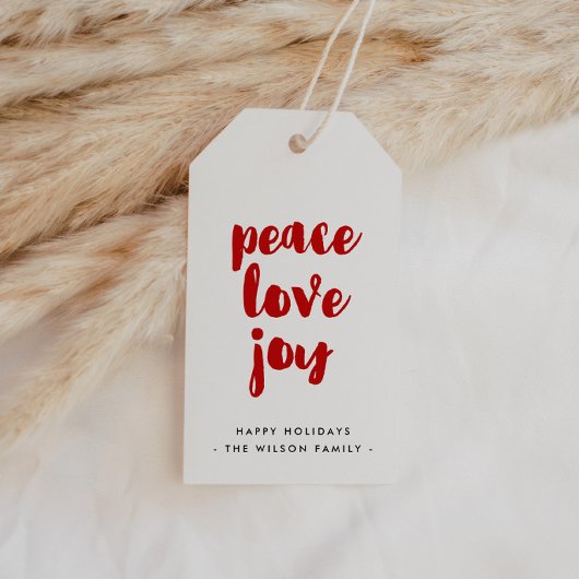 Peace Love Joy Modern Holiday Cadeaulabel
