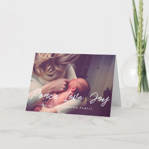 Peace Love Joy Modern Inspirerend foto Feestdagen Kaart