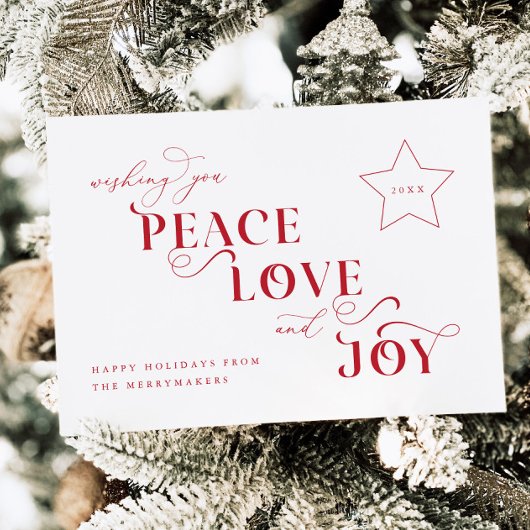 Peace Love Joy Noël Carte photo de vacances