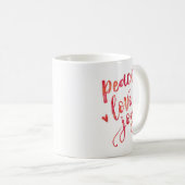Peace love joy Noël typographie mug (Devant droit)