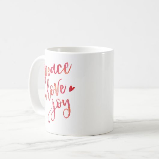 Peace love joy Noël typographie mug (Devant gauche)