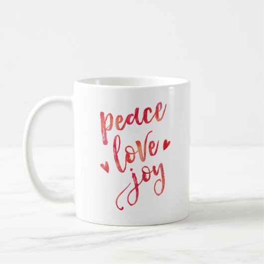 Peace love joy Noël typographie mug (Gauche)