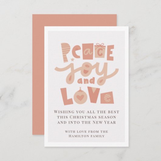 Peace Love Joy Photo Carte de Noël (Devant / Derrière)