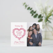 Peace Love joy red mistletoe hartfoto Kerstmis (Staand voorkant)