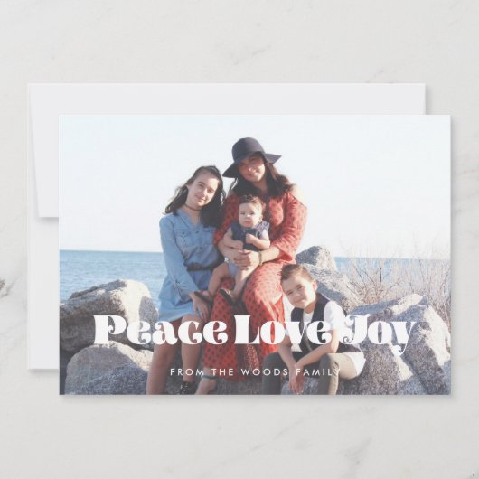 Peace Love Joy Retro Inspirerend Foto Feestdagenkaart (Voorkant)