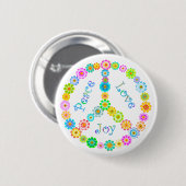Peace Love Joy Ronde Button 5,7 Cm (Voorkant /achterkant)