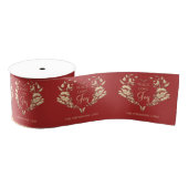 Peace Love Joy Rood Goud gepersonaliseerd Grosgrain Lint (Spoel)