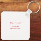 Peace, Love & Joy - Schattigee retro kerstboom Sleutelhanger (Achterkant)