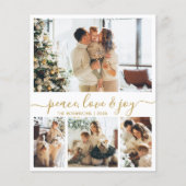 Peace Love Joy Script 4 Photo Carte Christmas (Devant)