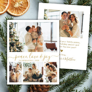 Peace Love Joy Script 4 Photo Carte Christmas