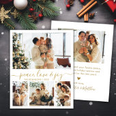 Peace Love Joy Script 4 Photo Carte Christmas