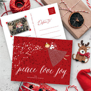 Peace Love Joy Snowflakes Magical Kerstmis Fairy Feestdagenkaart