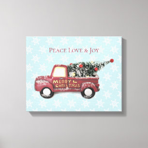 Peace Love & Joy Speelgoed Truck Merry Kerstmis Canvas Afdruk