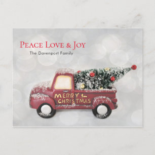 Peace Love & Joy Speelgoed Truck Merry Kerstmis Feestdagenkaart