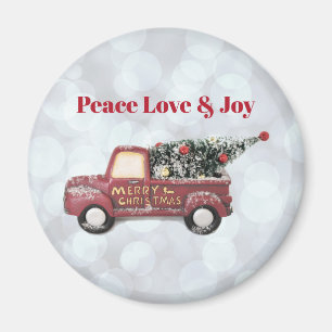 Peace Love & Joy Speelgoed Truck Merry Kerstmis Magneet
