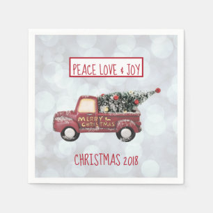 Peace Love & Joy Speelgoed Truck Merry Kerstmis Servet