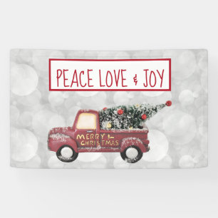 Peace Love & Joy Speelgoed Truck Merry Kerstmis Spandoek