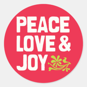 Peace Love & Joy-Stickers Ronde Sticker